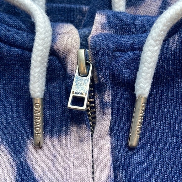 Garage Blue and Pink Tie Dye Cropped Hooded Zip-Up Sweatshirt Size Medium - Picture 4 of 6